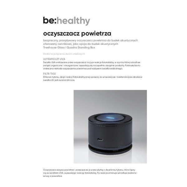 oczyszczacz powietrza dla budek akustycznych